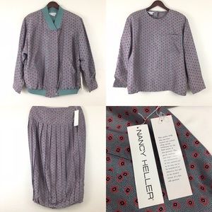 NWT Vintage Nancy Heller 100% Silk 3-pc Skirt Set